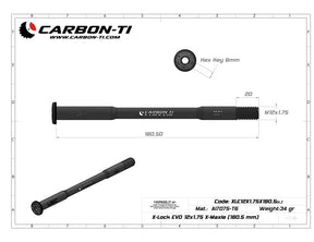 Carbon-Ti X-Lock EVO 12x1.75 X-Maxle (180.5 mm) Thru Axle