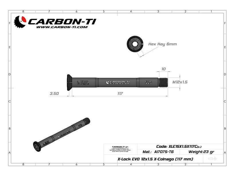 Carbon-Ti X-Lock EVO 12x1.5 X-Colnago (117 mm) Thru Axle