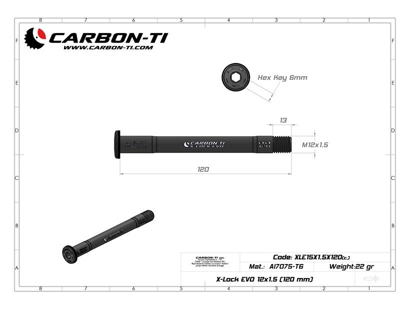 Carbon-Ti X-Lock EVO 12x1.5 (120 mm) Thru Axle