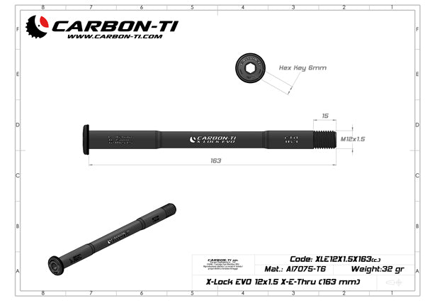Carbon-Ti X-Lock EVO 12x1.5 X-E-Thru (163 mm) Thru Axle