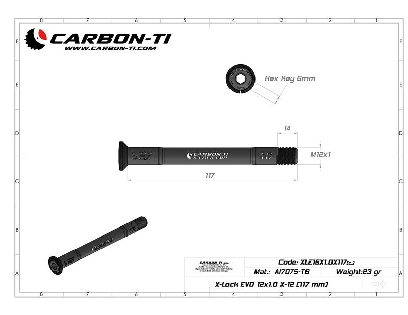 Carbon-Ti X-Lock EVO 12x1.0 X-12 (117 mm) Thru Axle