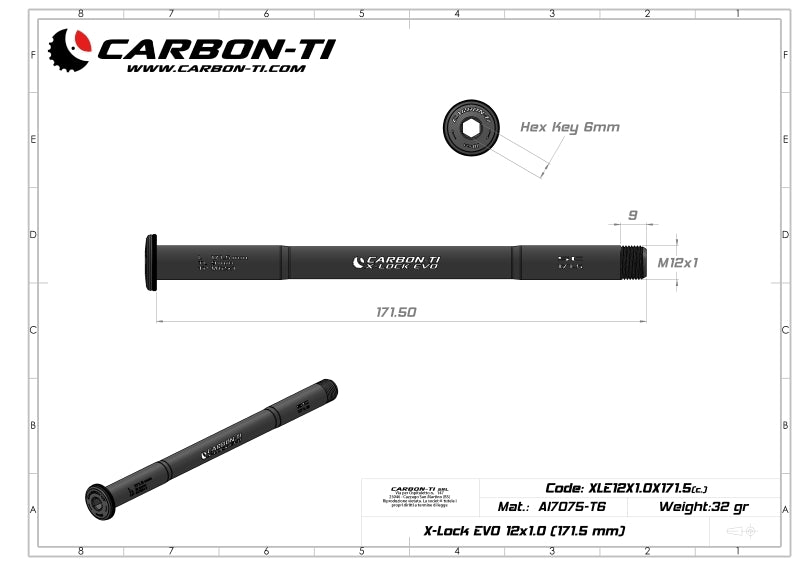 Carbon-Ti X-Lock EVO 12x1.0 (171.5 mm) Thru Axle