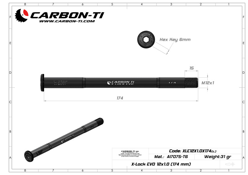 Carbon-Ti X-Lock EVO 12x1.0 (174 mm) Thru Axle