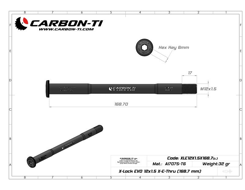 Carbon-Ti X-Lock EVO 12x1.5 X-E-Thru (168.7 mm) Thru Axle