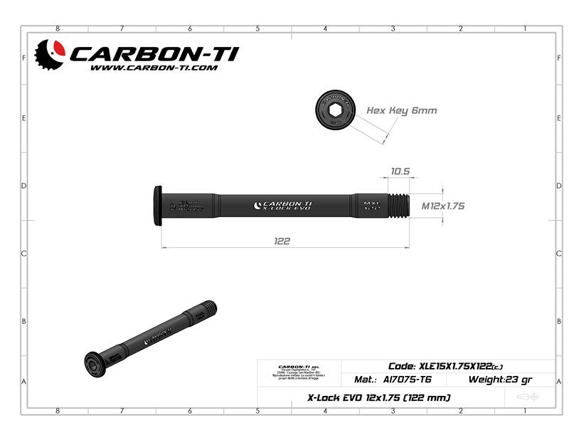 Carbon-Ti X-Lock EVO 12x1.75 (122 mm) Thru Axle