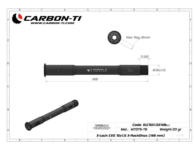 Carbon-Ti X-Lock EVO 15x1.5 X-RockShox (148 mm) Thru Axle