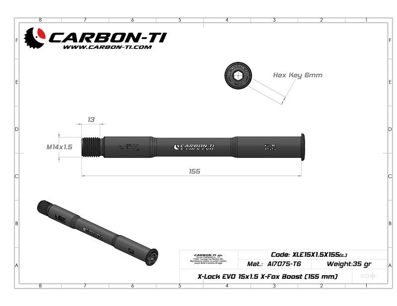 Carbon-Ti X-Lock EVO 15x1.5 X-Fox Boost (155 mm) Thru Axle