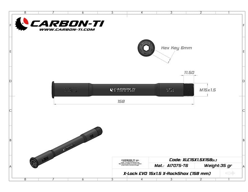 Carbon-Ti X-Lock EVO 15x1.5 X-RockShox (158 mm) Thru Axle
